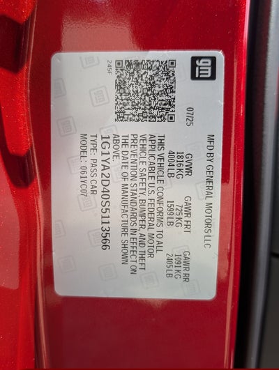 2025 Chevrolet Corvette Stingray 1LT