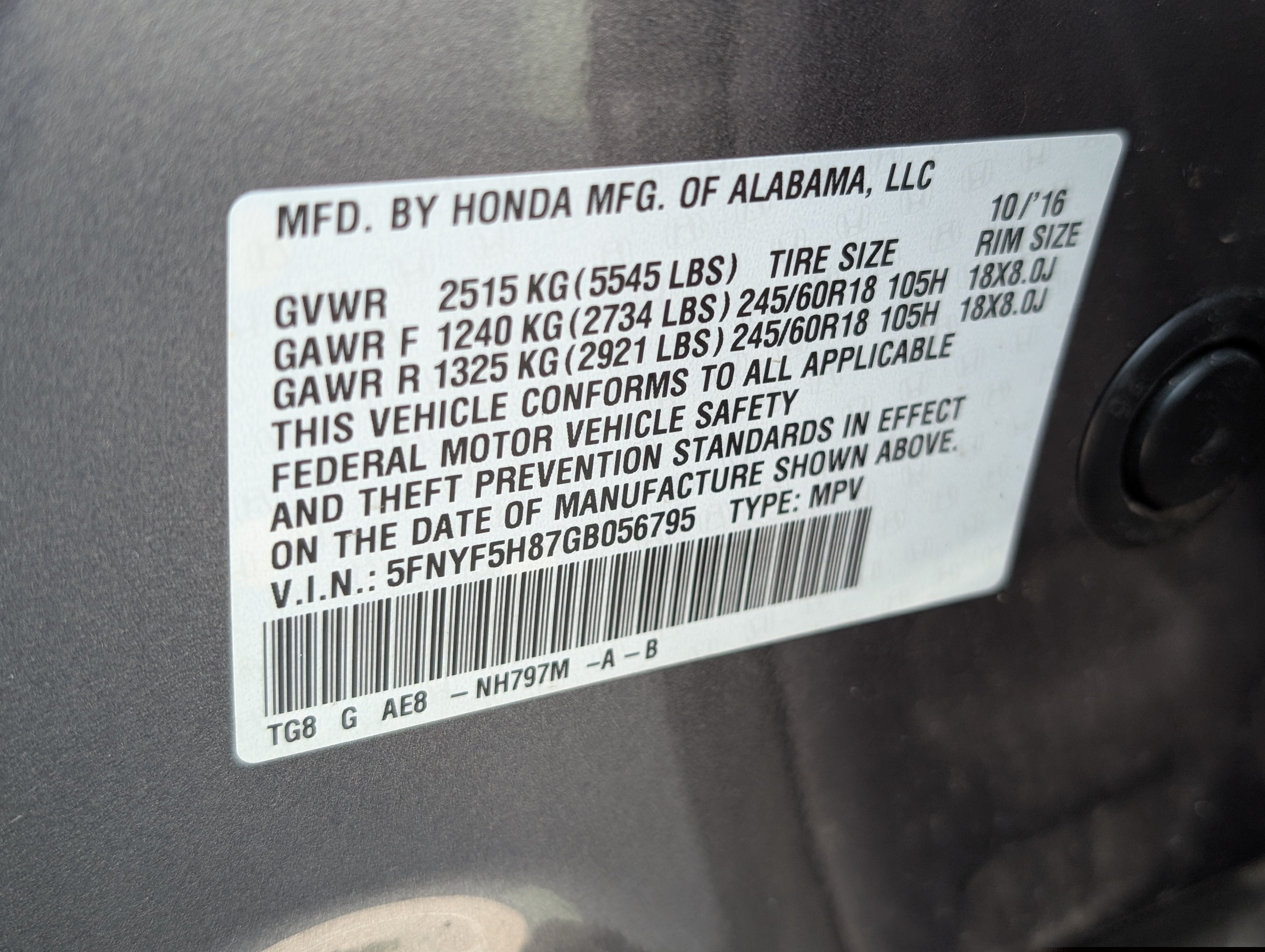 2016 Honda Pilot EX-L